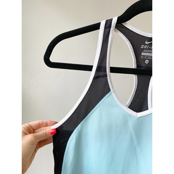 NIKE Women's Dri-FIT Blue/Black Colorblock Mesh Panel Racer Back Tank size XS - Picture 8 of 9
